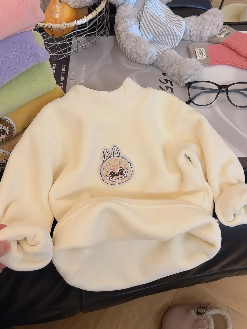 2025 Winter New Cartoon Double-sided Orlon Thi Hoodie Base Layer Autumn Winter Cute Sle Women's T-irt Stand Fit Long...