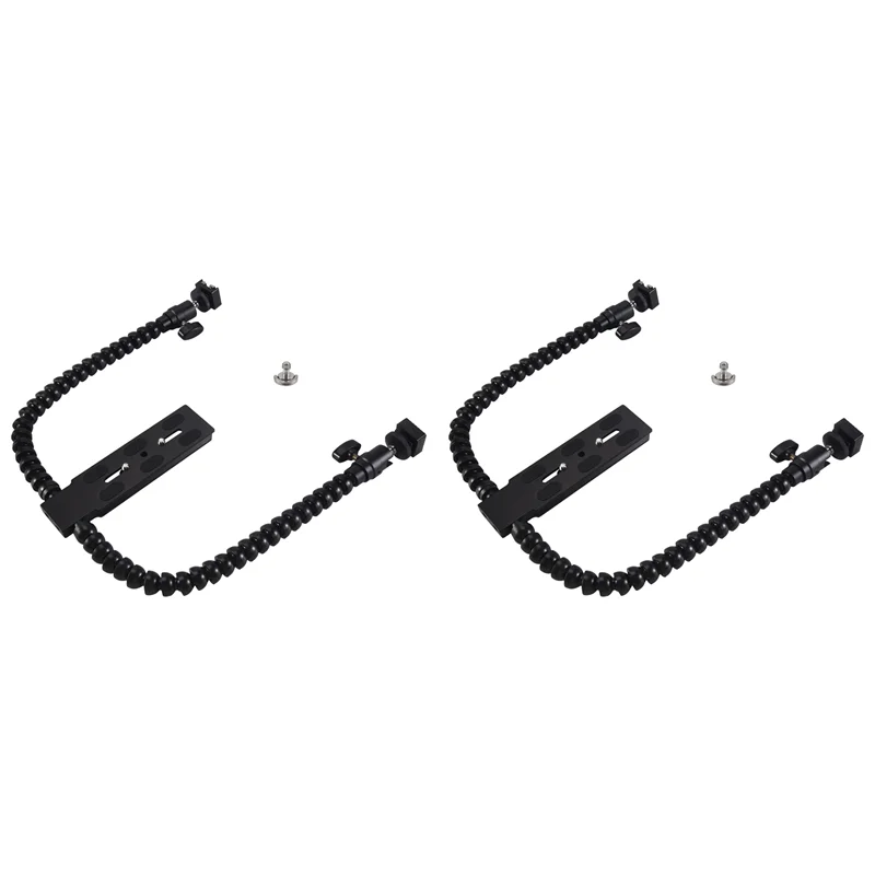 

【Элегантный дизайн】2X новый гибкий двойной кронштейн для вспышки с горячим башмаком, держатель для вспышки для Canon Nikon Pentax Macro Shot, аксессуары для камеры