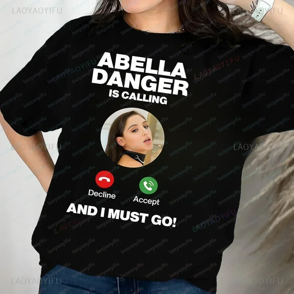 Stylish Abella Danger Sexy Printed T-shirt Top Abella Danger Neutral Trend Short Sleeve Unisex Shirt Graphic Oversized T-shirt