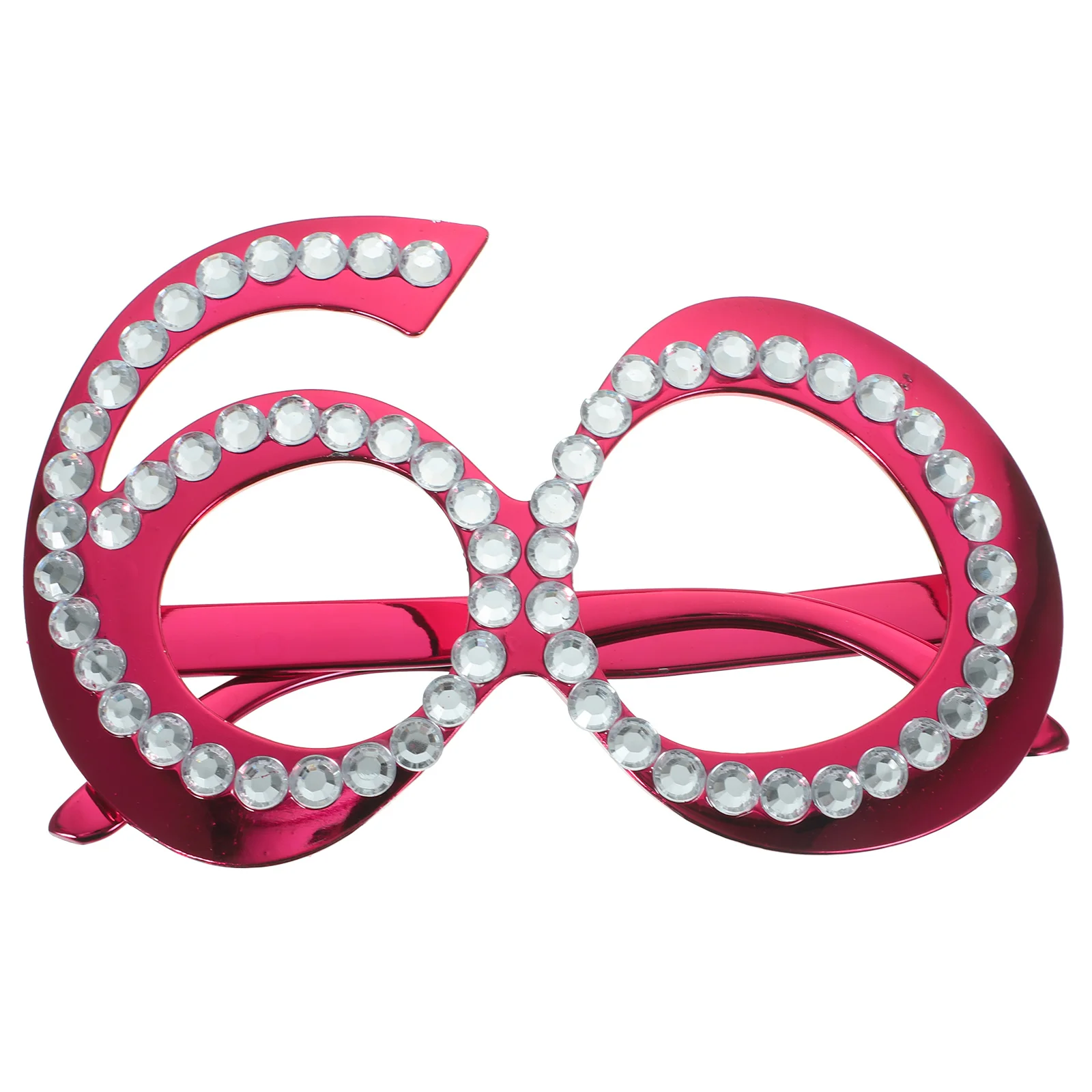 

1Pair Rhinestone Birthday Glasses Number Eyewear Lightweight Plastic Frame Party Prop Photo Booth for 60th Birthday Celebration