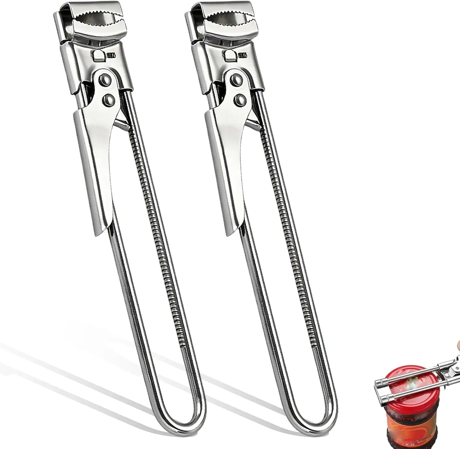 Um utensílio de cozinha robusto e durável, adequado para latas e garrafas, abridor de latas manual ajustável em aço inoxidável, multifuncional.