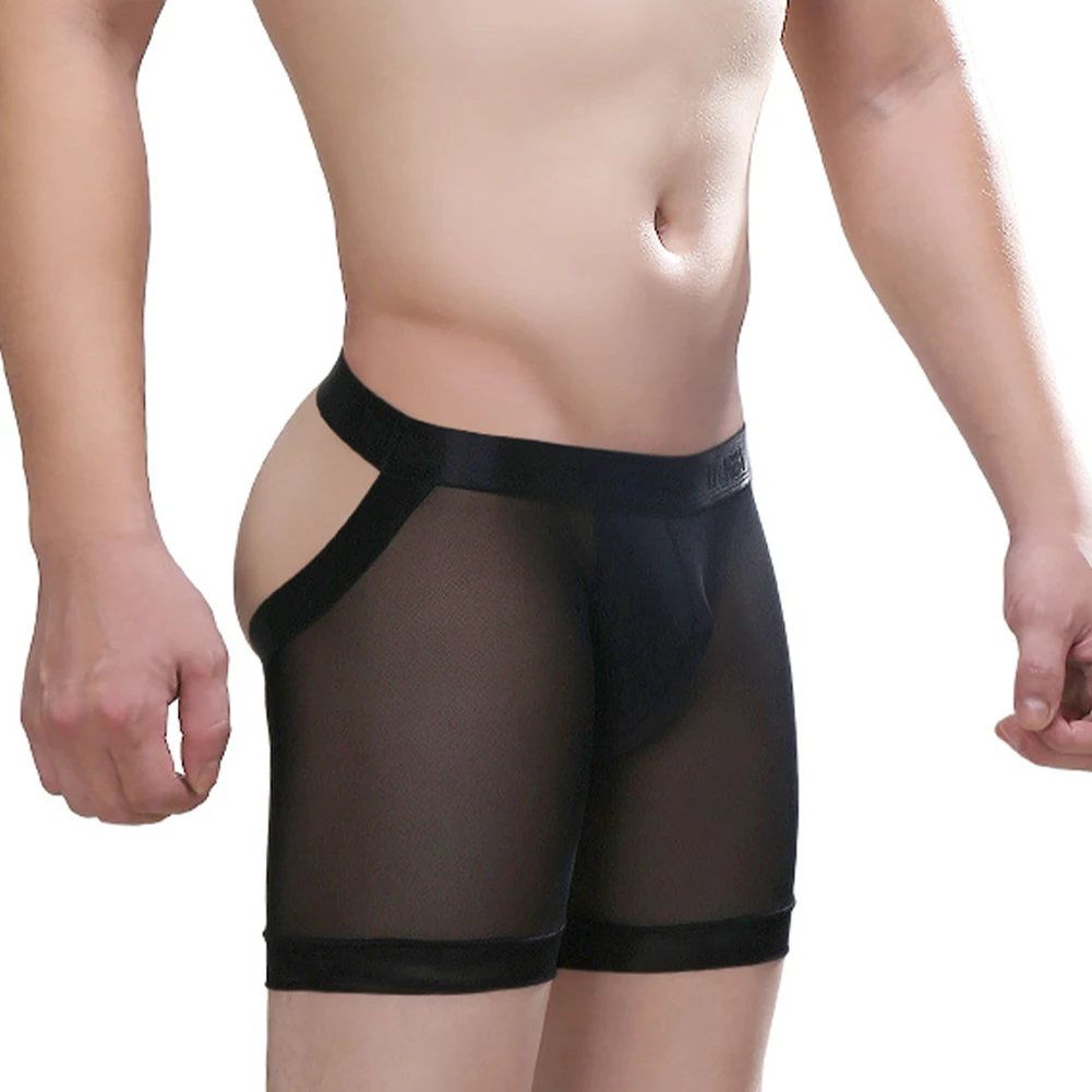 Männer Sissy Unterwäsche rücken frei offener Schritt Ball beutel Stämme transparente niedrige Boxer atmungsaktive Komfort Tanga erotische Höschen