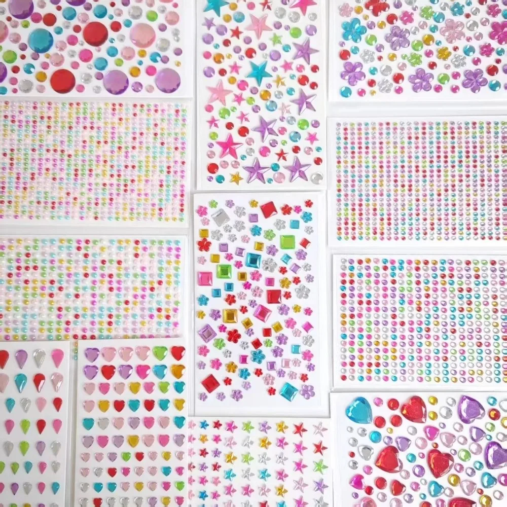 3D Rhinestone Rhinestone Stickers Mix-And-Match Colorful Crystal Crafts Stickers Self Adhesive Various Patterns