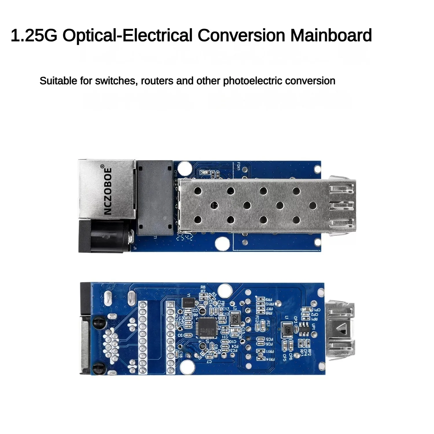 NCZOBOEMedia Converter Slot SFP Transceiver RPOE 5V-24V Input 1SFP Slot 1 RJ45 Ethernet Gigabit 1.25G Mini Reverse POE