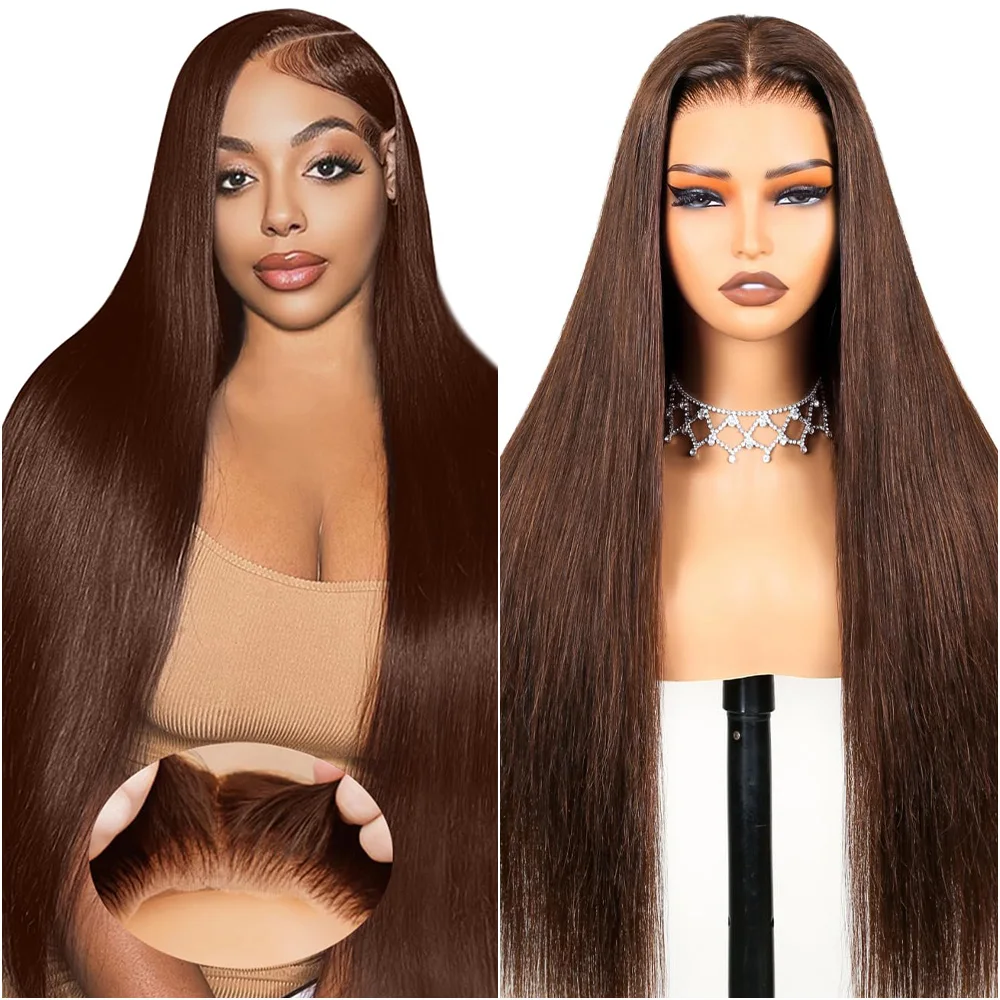 

Прямой парик 40 дюймов, 13x6, с кружевной передней частью, плотность 220 # Шоколадно-коричневый парик из бразильских человеческих волос 13x4 HD с прозрачной кружевной основой для женщин