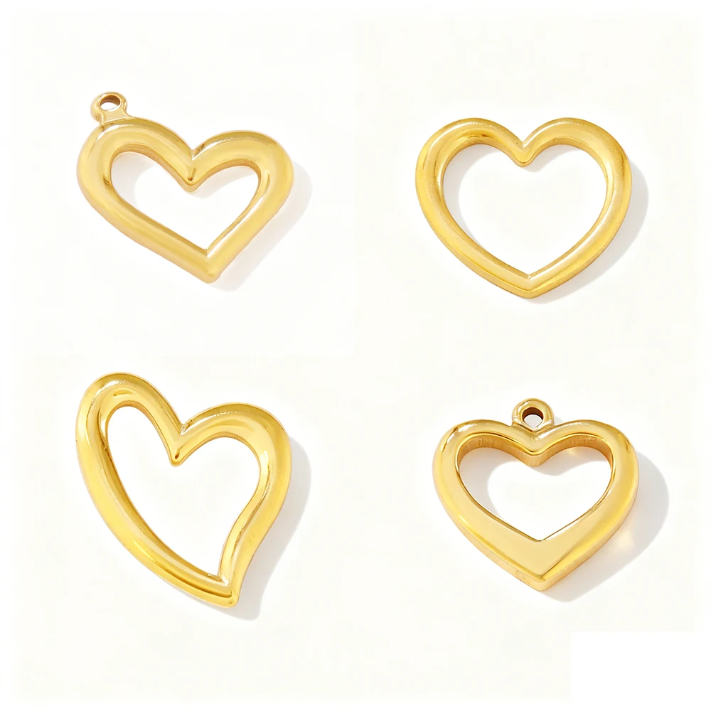 

3pcs Stainless Steel Big Love Heart Pendant Findings Fashion 18K Gold Plated Charms For DIY Jewelry Making Supplies Accessories