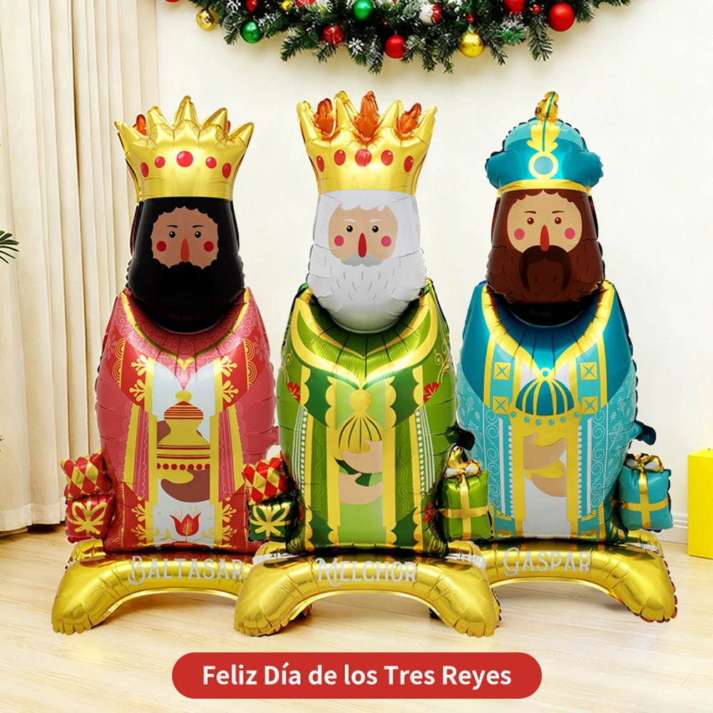 

Spanish Three Kings Festival Balloon Orange Face White Face Brown Face King Balloon Candy Donut Balloon