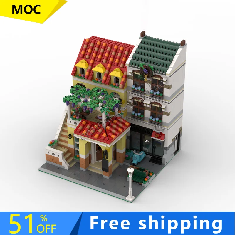 2345 قطعة البائع الساخن القرون الوسطى بحيرة مركز غرفة الطعام اللبنات الرجعية العمارة نموذج عرض لعبة للطفل الجمعية هدية #1