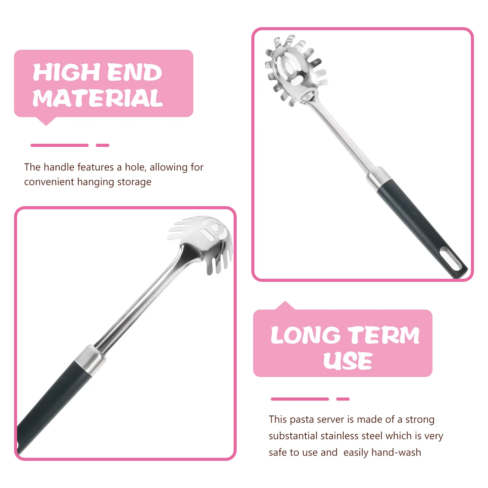 

Stainless Steel Kitchen Utensils Ergonomic Pasta Server Handle for Home Kitchen Catering Tableware Kitchenware