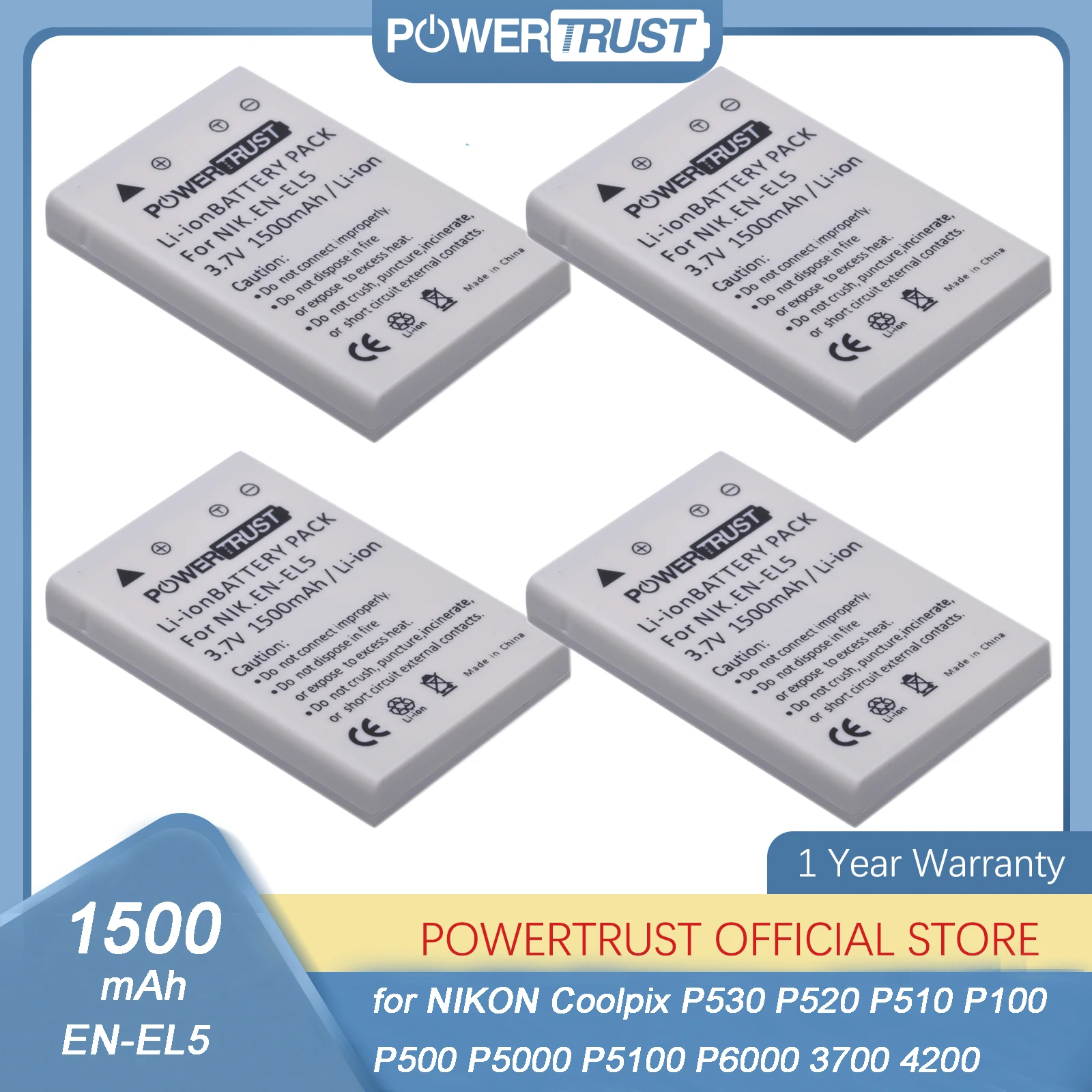 

EN-EL5 ENEL5 EN EL5 Battery for Nikon Coolpix 3700 4200 5200 5900 7900 P5000 P3 P4 S10 P90 P530 P520 P510 P100 P500