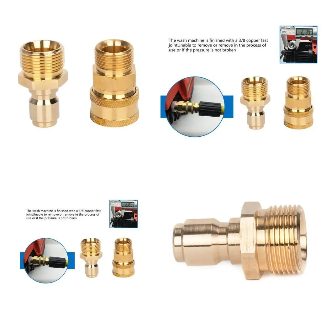 

Y1UD 1 Pair Brass 3/8 Inch Quick Release Connector with M22 Thread 15mm Pin Adapter For High Pressure Washer Hose And Outlet