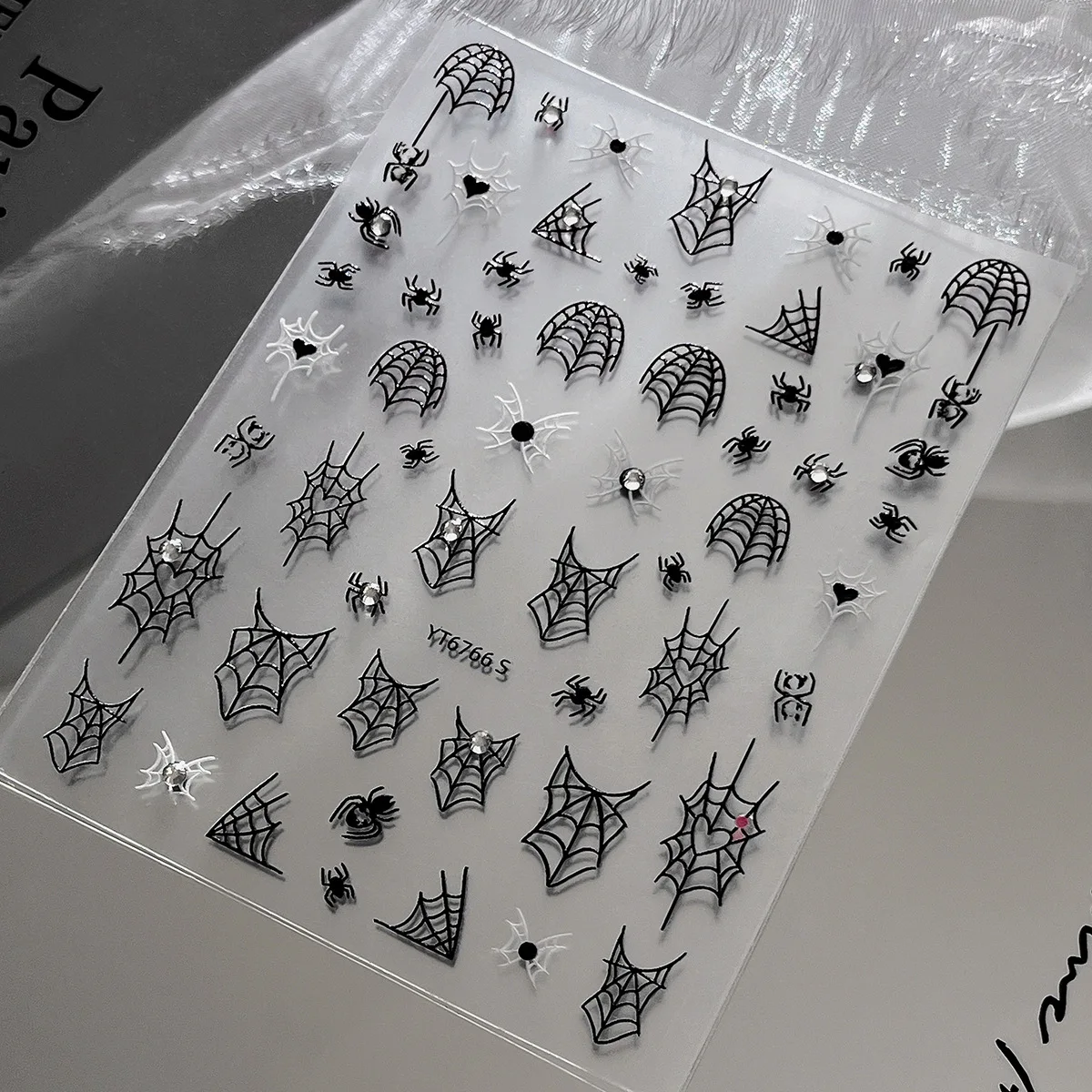 Adesivi per unghie di Halloween per manicure Ragnatela nera Fantasma bianco Designer Cursori autoadesivi per decorazioni artistiche per unghie