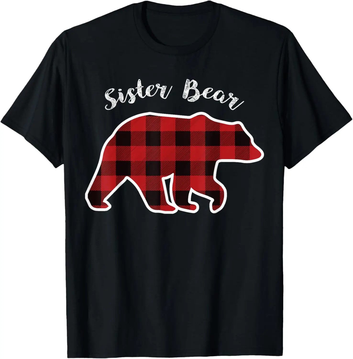 

SISTER BEAR | Women Red Plaid Christmas Pajama Gift T-Shirt