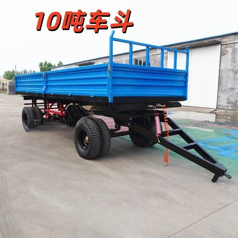 10 ton double axle bucket, four-wheel trailer with tractor belt