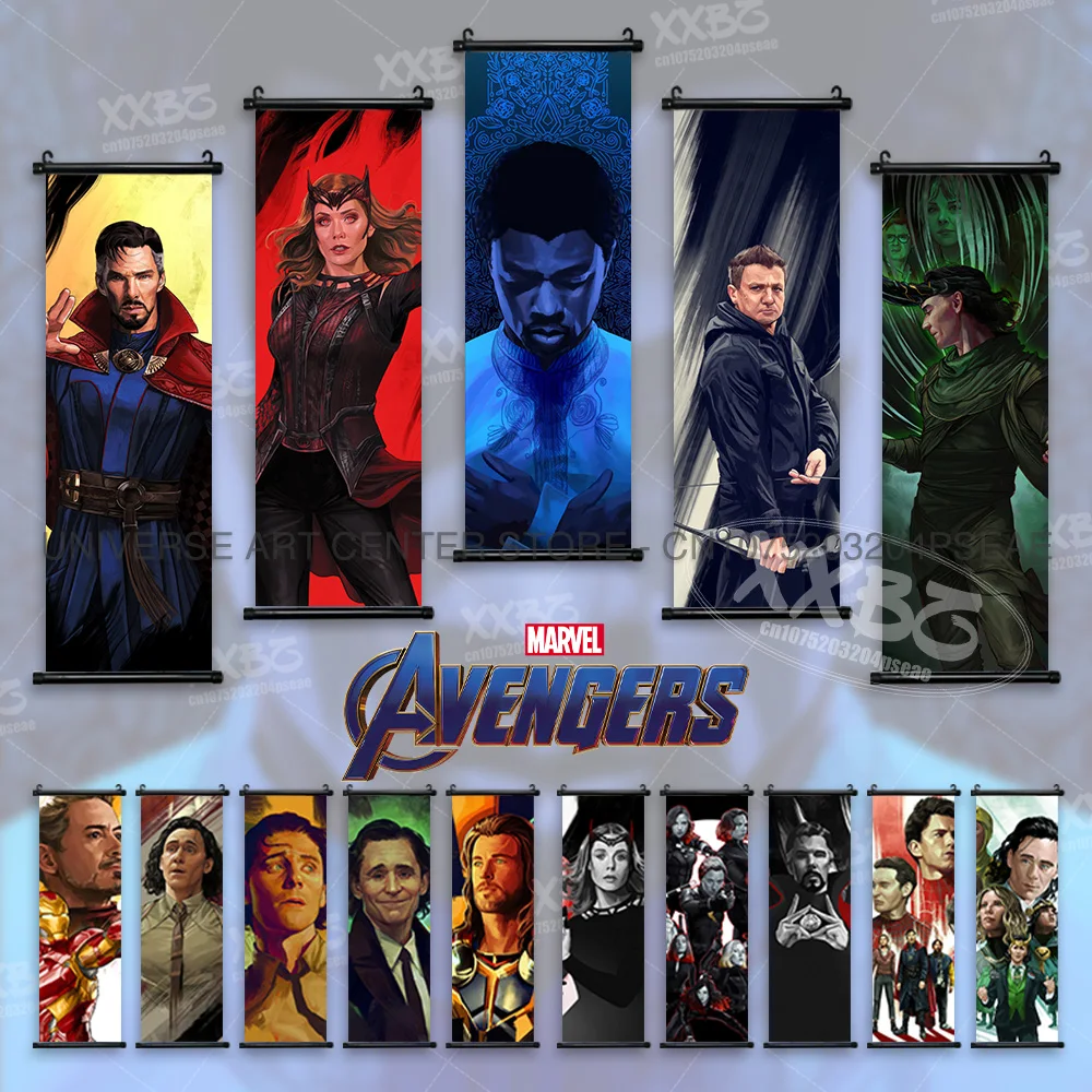 

Avengers Posters Loki Wall Art Black Panther Scrolls Pictures Doctor Strange Hanging Painting Marvel Comics Wallpaper Home Decor