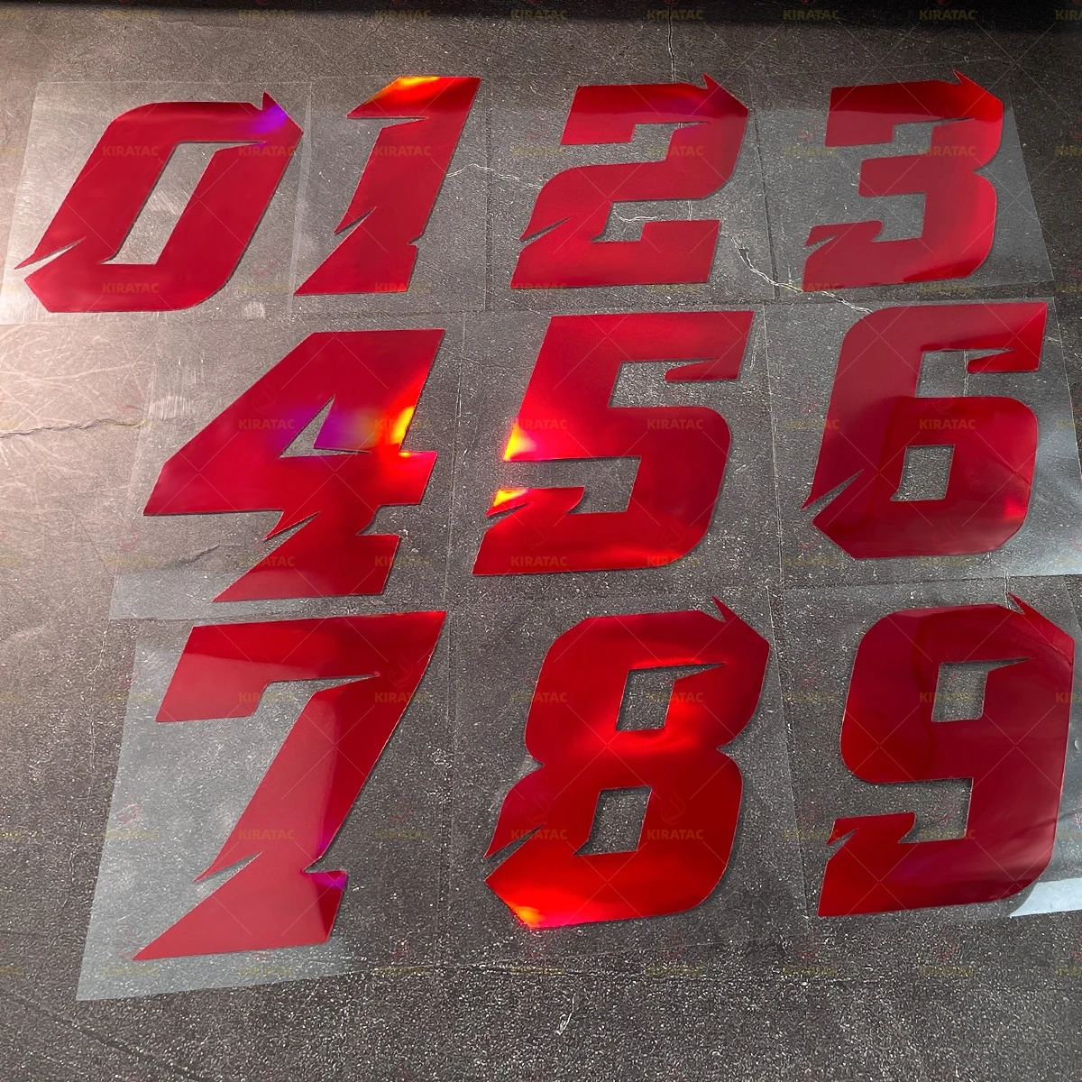 2 szt. Czerwone laserowe naklejki z numerami 0-9 na motocykl, wodoodporne, na owiewkę motocyklową, kask, karoserię samochodu, skutery, uniwersalne naklejki winylowe