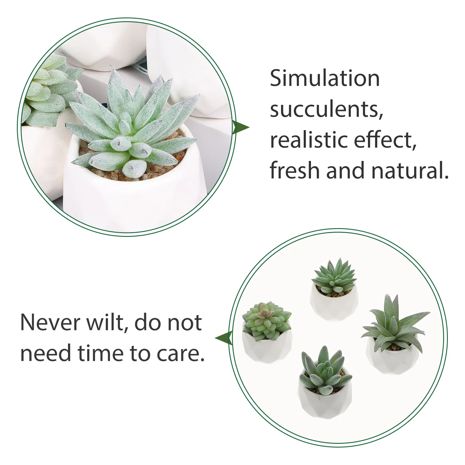 

4Pcs Simulation Succulents Bonsai Ceramic PVC Material Home Office Desktop Decoration Fake Plant Home Decor