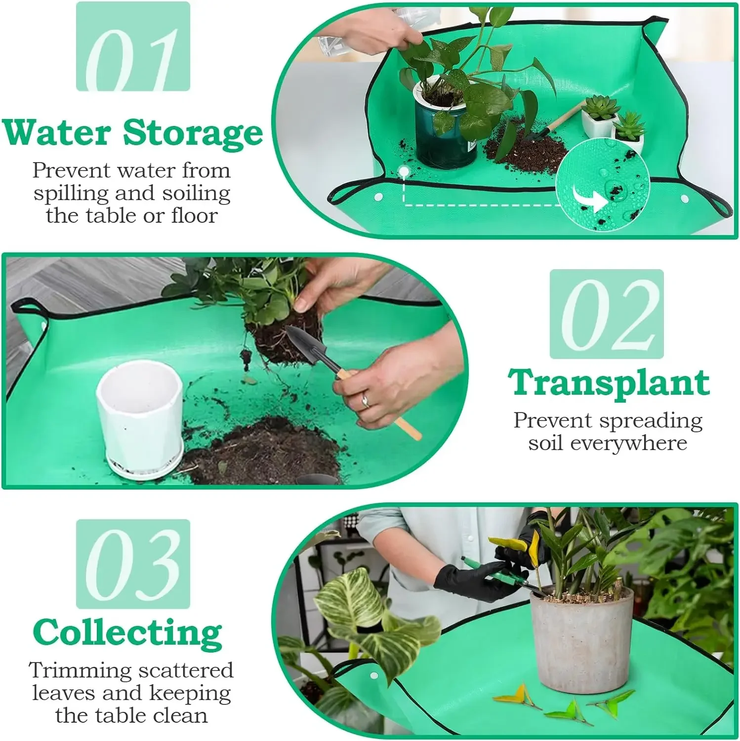 100x100cm Planting Mat Gardening Potting Pad Foldable Garden Plant Flower Pot Reusable Reusable Transplanting Waterproof Mats