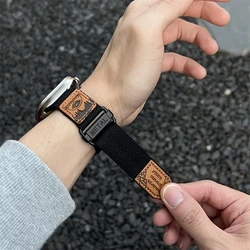 Cool Outdoor Nylon Sticker Sports Band For Apple Watch 9 8 7 6 5 4 3 2 SE Ultra Soft Strap For iWatch 41mm 49 45 44 42 40 38mm