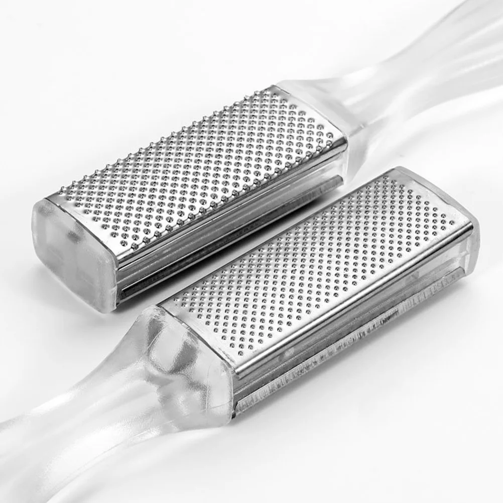 4 قطعة لوح فرك من الفولاذ المقاوم للصدأ ملف على الوجهين لإزالة الجلد الميت أداة التقشير المحمولة العناية بالقدم مدلك قوي