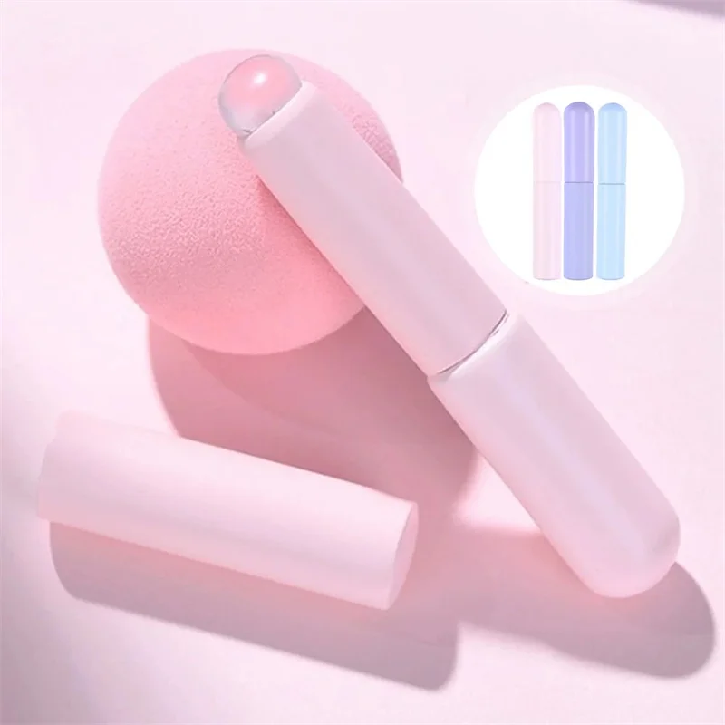 Pincel labial de silicone com tampa, 2 peças, cabeça redonda, corretivo angular, batom, pincel macio para sombra, pincéis de maquiagem multiuso