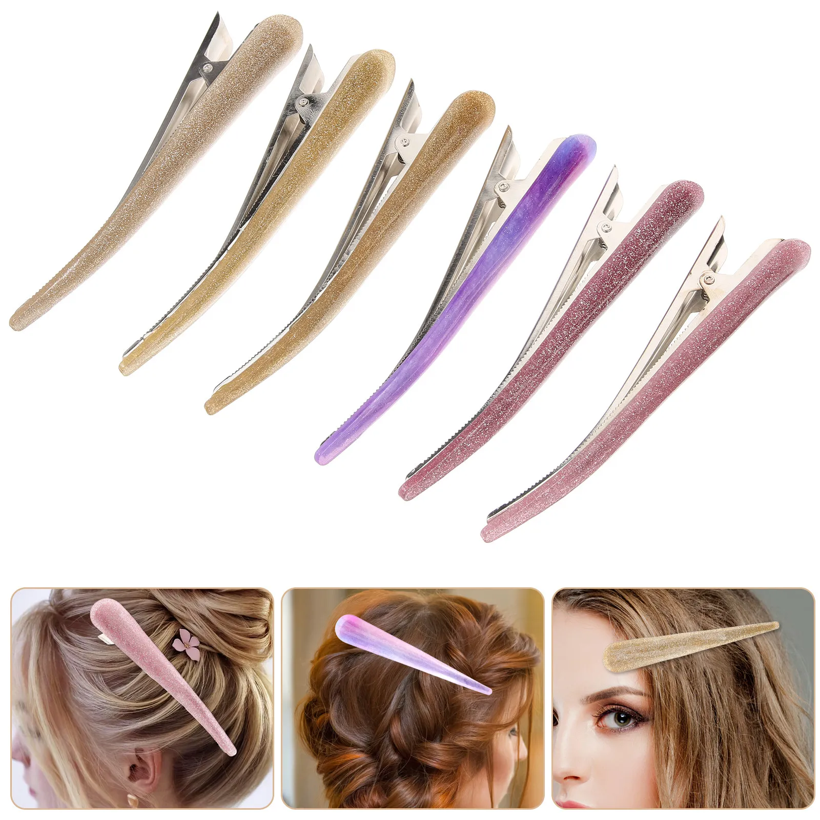 

6Pcs Duckbill Hair Clips Metal Alligator Clips for Women and Kids Vibrant Candy Color Barrettes Reusable Strong Hold Hair