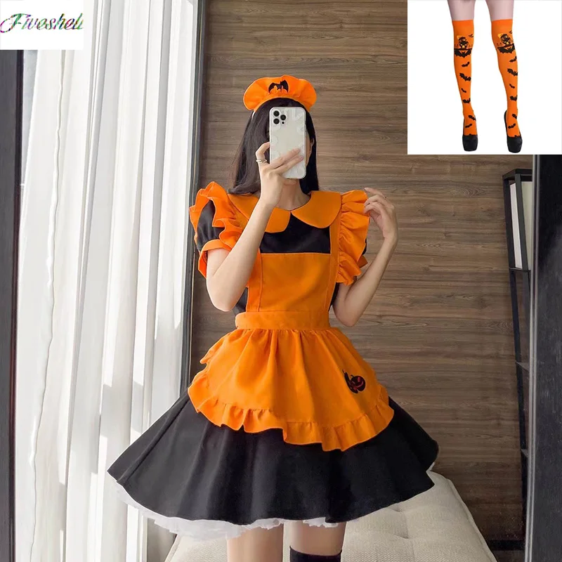 2024 Halloween Cosplay Costumes Pumpkin Suit Medieval Womens Maid Role Play Costumes Japanese Lolita Devil Female Lingerie Dress