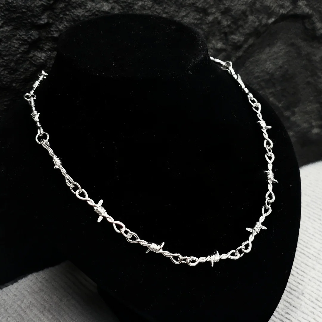 Vintage Distressed Antique Silver Thorn Pants Chain & Necklace, Punk Hip-Hop Y2K Metal Accessory, Keychain, Bag Charm