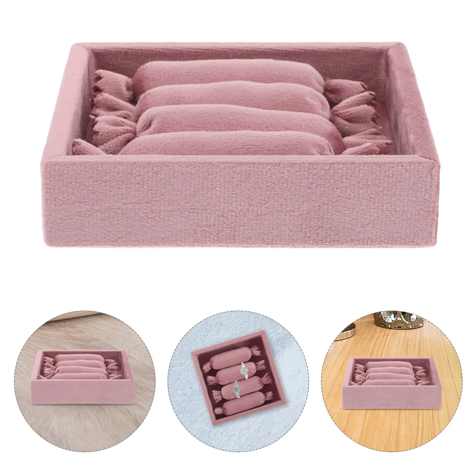 

1Set Elegant Ring Display Tray Multifunctional Jewelry Organizer for Rings Earrings Portable Lightweight Home Store Travel Use