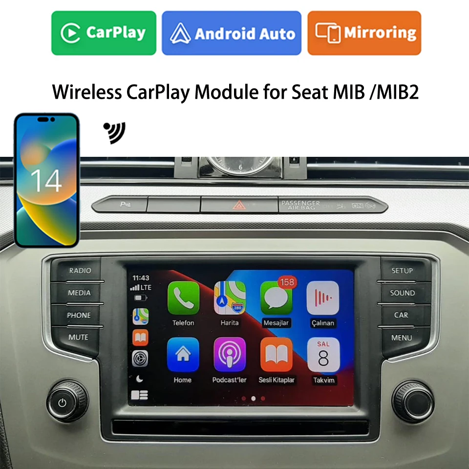 

CarPlay интегрированное зеркальное отображение экрана телефона Android для SEAT Arona Ateca Ibiza Leon3 Toledo 4 Автомобильная Радио Навигация медиа система