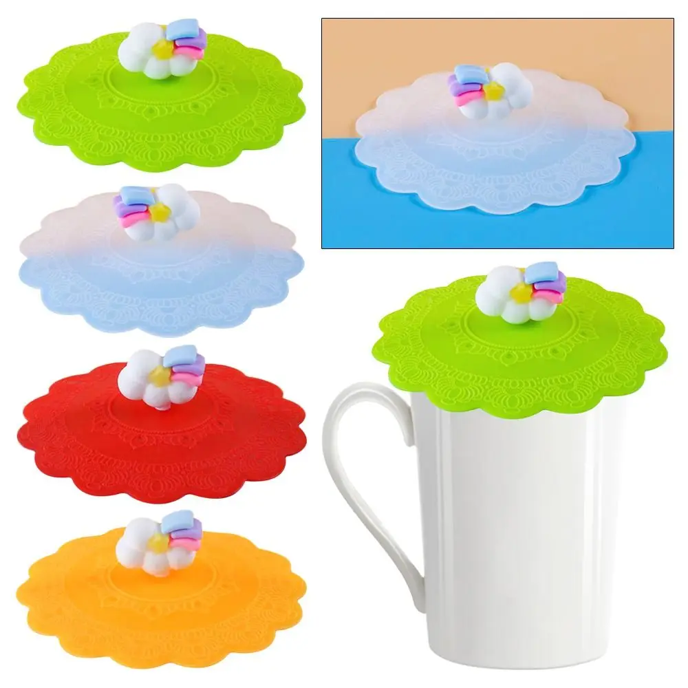 1pc Silicone Mug Cup Cover Sealing Protective Lid Heat Temperature Preserve Dust Free Tea/Coffee/Milk Cup with Convex Handle