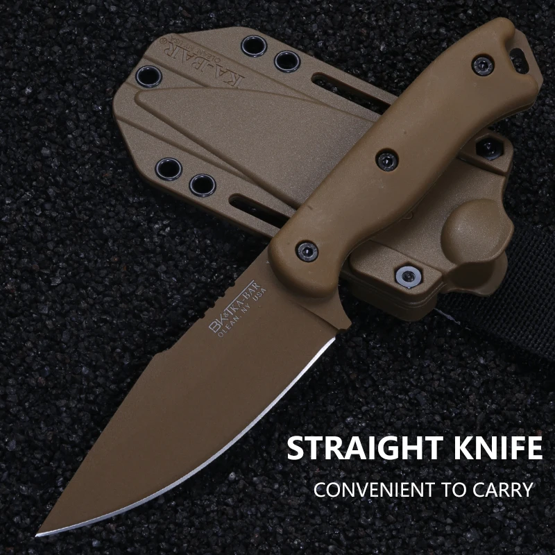 BK18 - Brown carbon steel harpoon fixing blade - Brown Ultramid handle, field survival knife