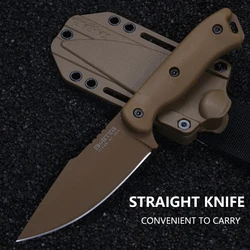 BK18 - Brown carbon steel harpoon fixing blade - Brown Ultramid handle, field survival knife