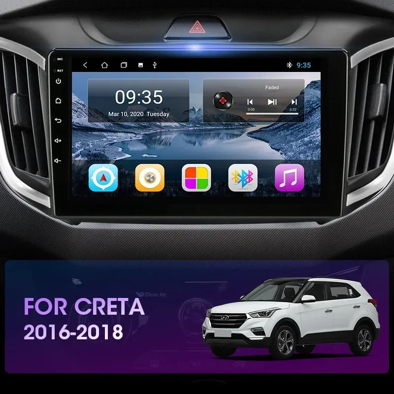 JMCQ Android 12 Car stereo Radio Multimidia Video Player Navigation GPS For hyundai Creta ix25 2016-2018 2din Head Unit Carplay