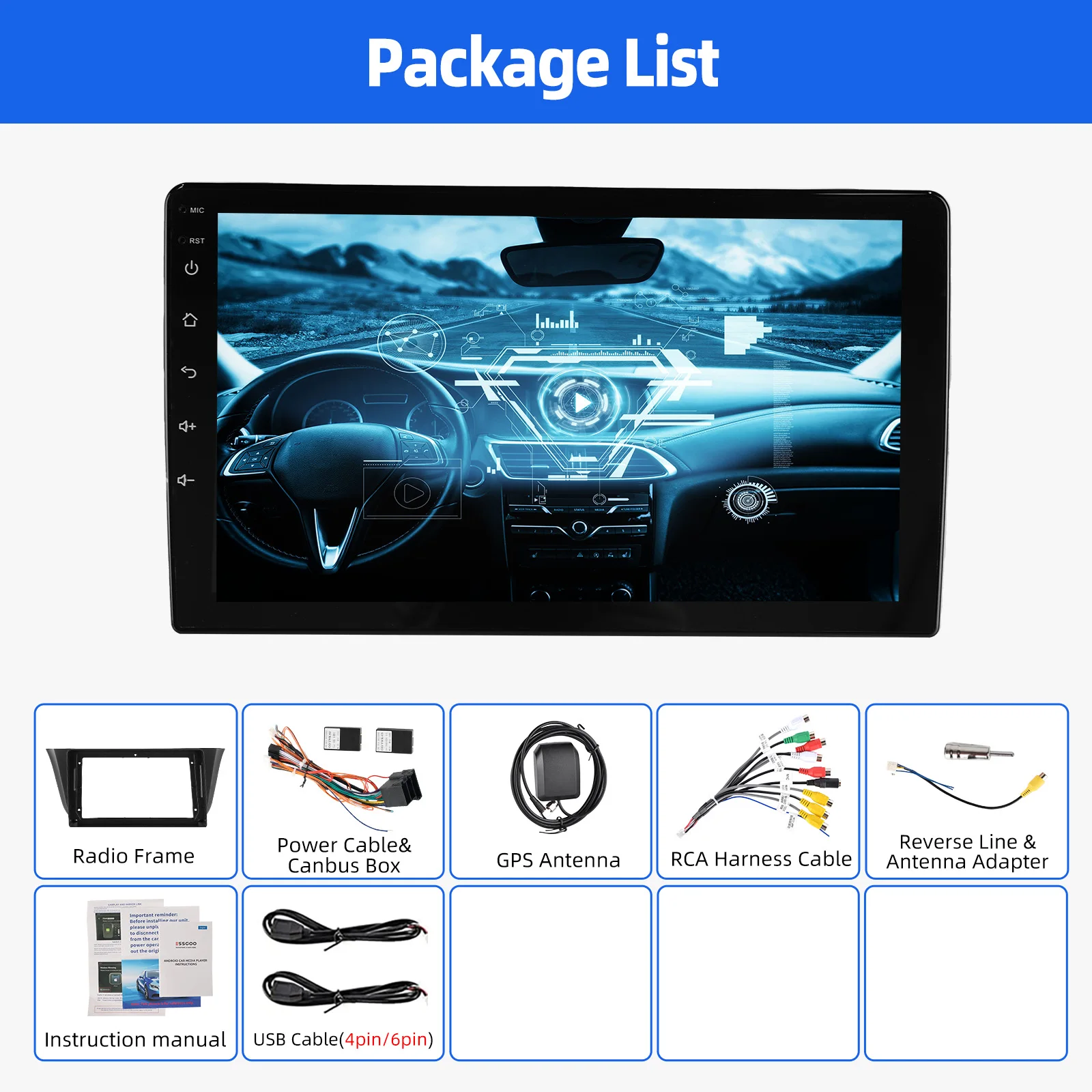 ESSGOO 9-Zoll Wireless Carplay für Iveco Daily 2014-2021 Autoradio Android 15 GPS NAV SWC Bluetooth Wifi RDS USB FM Mirror Link – Detail 17