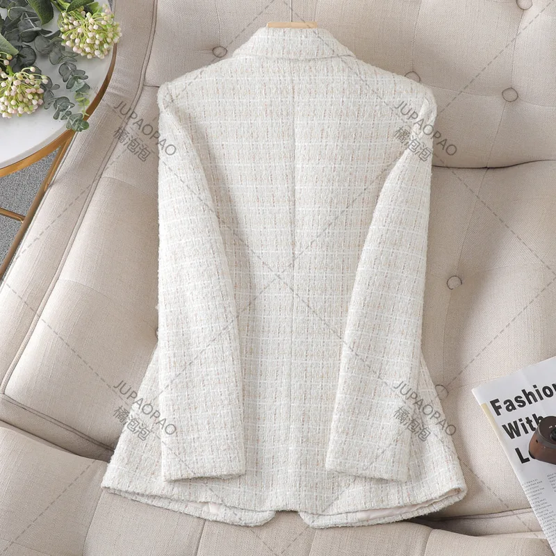JU PAO PAO Pink Suit Women's 2024 Autumn/Winter New High End Jacquard Plaid Design Sense Temperament Goddess Style Suit Coat