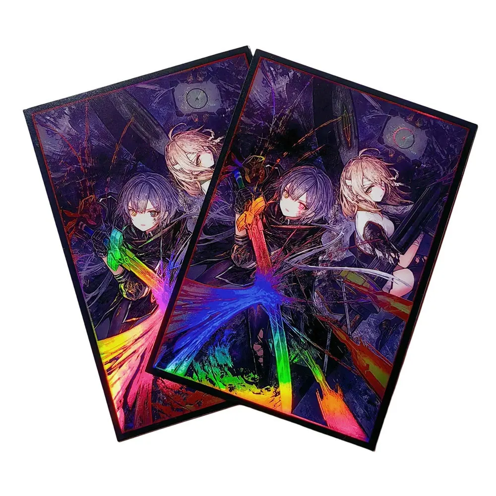 63x90mm 50PCS Holographic Card Sleeves YUGIOH Card Sleeves Illustration Anime Protector Card Cover for Board Games Trading Cards