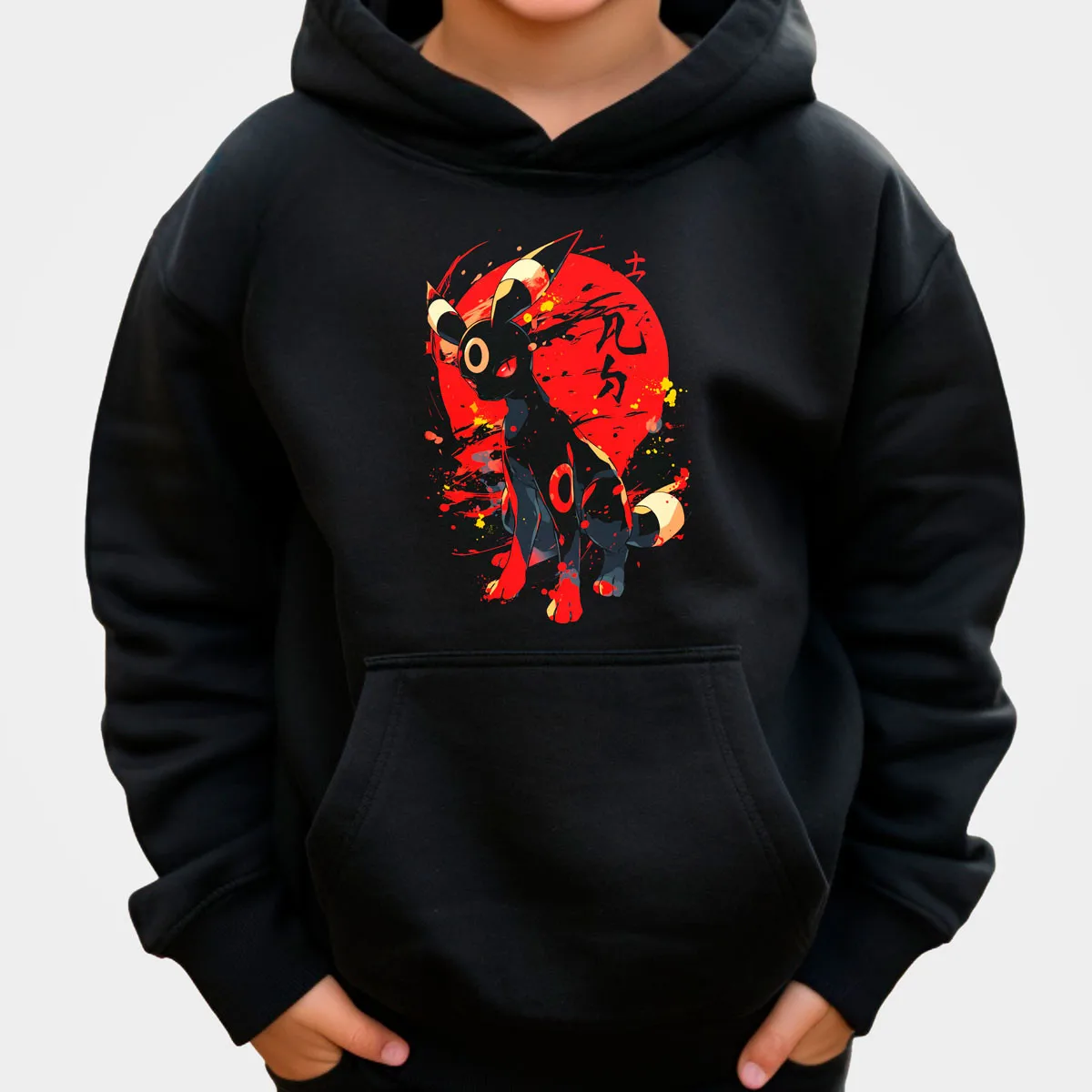 بوكيمون أنيمي لوكاريو قلنسوة من القطن لون أسود مع تأثير الهالة النارية القتال الديناميكي تشكل فضفاض صالح ملابس منزلية غير رسمية #3