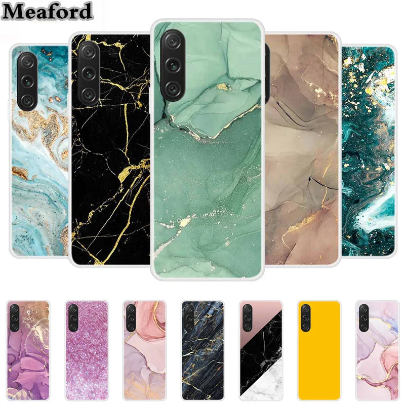 For Sony Xperia 1 VI Case Xperia10 VI Marble TPU Silicone Soft Phone Cases Back Cover for Sony Xperia 10 VI 2024 Painted Capa