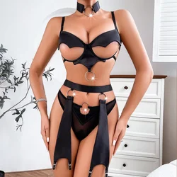 New sexy three-point bra set, sex fun free temptation underwear and underwear four-piece set naughty costumes  sexy lingerie