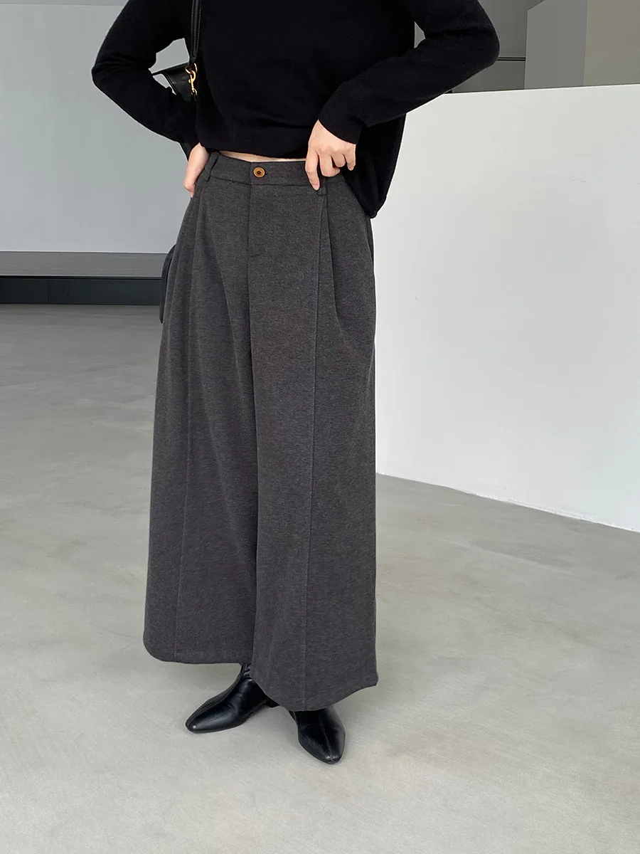 LIMO 2025 Pleated Wide Leg Pants for Women High Waisted Cotton Blend Trousers Casual Fall Winter Office Daily Wear Travel Pants