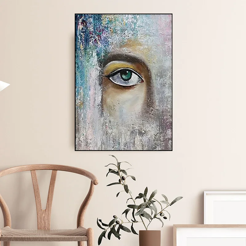 Pure Hand Drawn Eye Image Oil Painting On Canvas Living Room Bedroom Corridor Background Wall Large-Sized High-End Hanging Chart