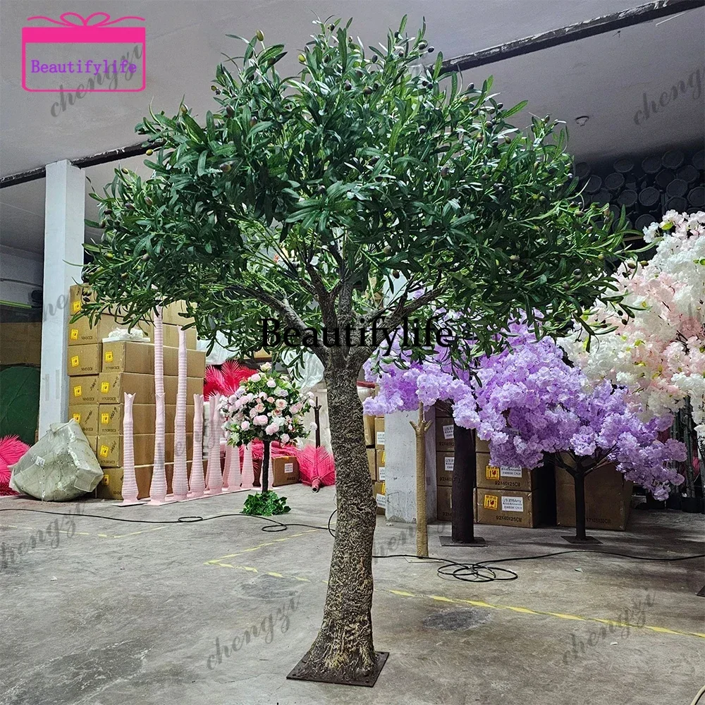 Removable Simulation Olive Tree with Fruit Custom Green Leaf Artificial Tree for Home Decor