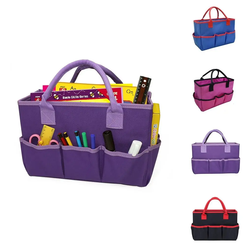 Preppy Style Teacher Bag Stationery Organizer Multi-function Large Capacity Teacher Carrying Bag Polyester 6 Pockets