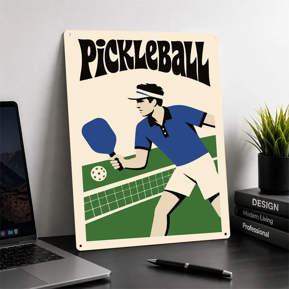 Vintage Style Pickleball Sport Personalized 3D Textured Metal Poster Wall Art Vintage Tin Signs for Home Decor Accessories Items