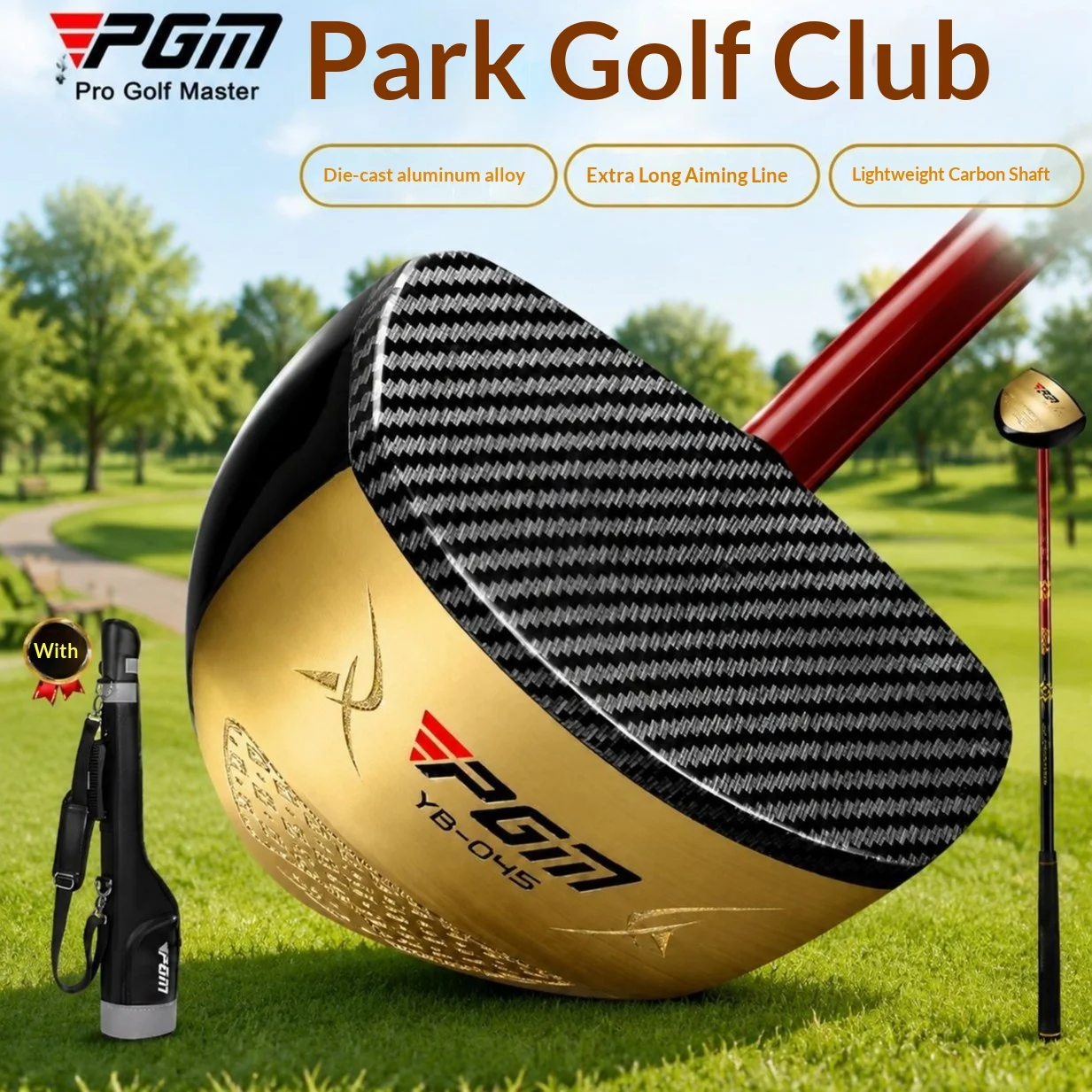 PGM Korean Park Golf Club Einzelner Putter für Männer und Frauen mit Niedrigem Schwerpunkt für Park-Golf-Übungen Holzstiel TUG111