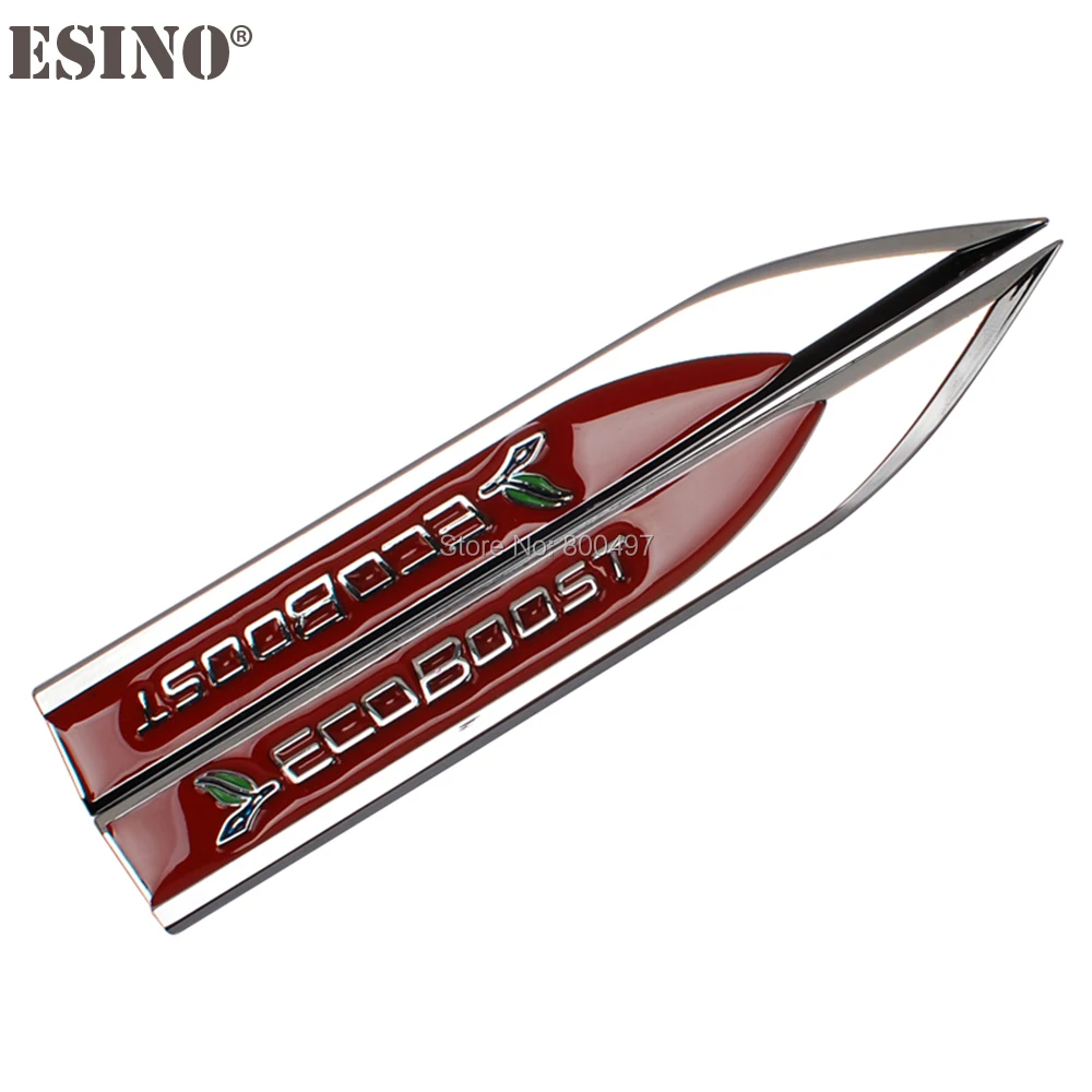 2 x Car Styling 3D Ecoboost Body Fender Side Metal Chrome Zinc Alloy Knife Side Emblems Badges Car Accessories For Ford Mustang