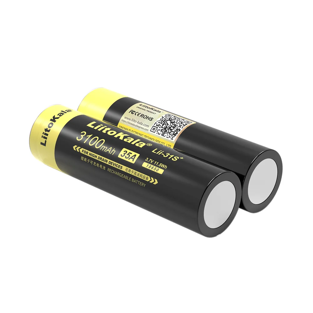 New LiitoKala Lii-31S 18650 Battery 3.7V/4.2V Li-ion 3100mA 35A Power battery For high drain devices+DIY Pointed