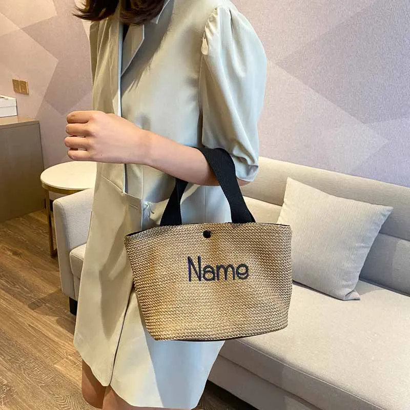 

Personalized Handmade Straw Bag for Bridesmaid Tote With Name Custom Flower Girl Bag Bridesmaid Tote Bag Beach Bridal Party Gift