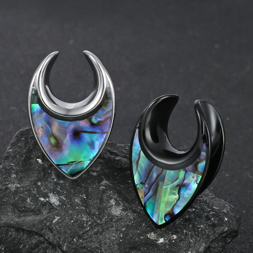 Twolobes 2PCS Naturalne muszle Tunelki pod siodło Wtyczki Nosze Moda Piercing Biżuteria damska Kolczyki Expander — zdjęcie 5